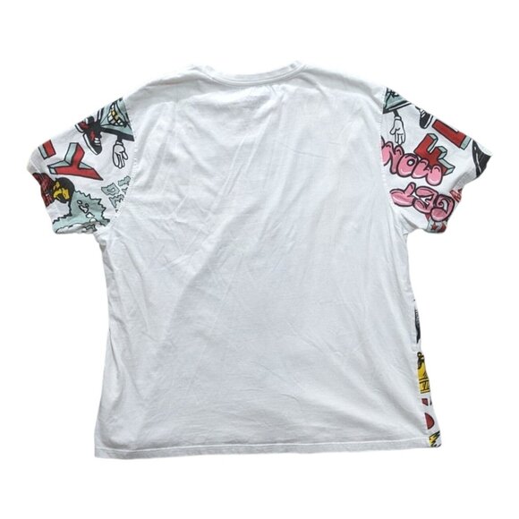 Born Fly T-Shirt Mens 3XL White All Over Print Graffiti Short Sleeve Crew Neck - Picture 3 of 7